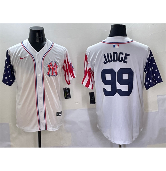 Men's New York Yankees #99 Aaron Judge White American Style Limited Stitched Baseball Jersey