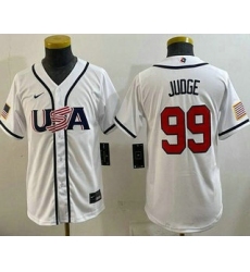 Youth USA #99 Aaron Judge White 2026 World Baseball Classic Cool Base Jersey