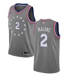 Youth Nike Philadelphia 76ers #2 Moses Malone Swingman Gray NBA Jersey - City Edition