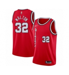 Men's Portland Trail Blazers #32 Bill Walton Authentic Red Hardwood Classics Basketball Jersey