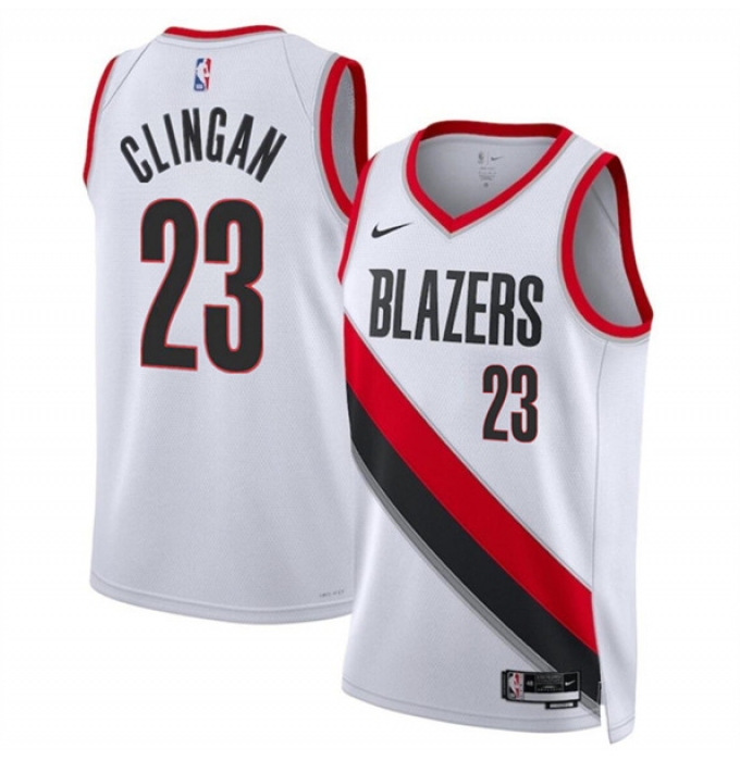 Men's Portland Trail Blazers #23 Donovan Clingan White 2024 Draft Association Edition Stitched Basketball Jersey
