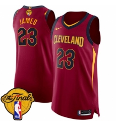 Women's Nike Cleveland Cavaliers #23 LeBron James Authentic Maroon 2018 NBA Finals Bound NBA Jersey - Icon Edition
