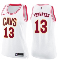 Women's Nike Cleveland Cavaliers #13 Tristan Thompson Swingman White/Pink Fashion NBA Jersey