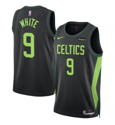 Men's Boston Celtics #9 Derrick White Black 2024-25 City Edition Stitched Basketball Jersey