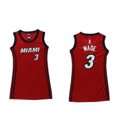 Women's Adidas Miami Heat #3 Dwyane Wade Swingman Red Dress NBA Jersey