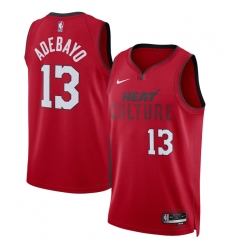 Men's Miami Heat #13 Bam Adebayo Red 2024-25 City Edition Stitched Basketball Jersey