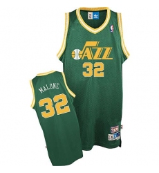 Men's Adidas Utah Jazz #32 Karl Malone Authentic Green Throwback NBA Jersey