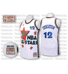Men's Adidas Utah Jazz #12 John Stockton Authentic White 1995 All Star Throwback NBA Jersey
