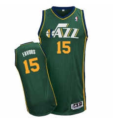 Men's Adidas Utah Jazz #15 Derrick Favors Authentic Green Alternate NBA Jersey