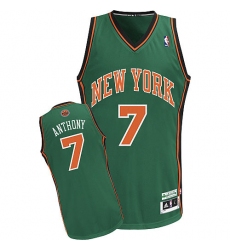 Men's Adidas New York Knicks #7 Carmelo Anthony Authentic Green NBA Jersey
