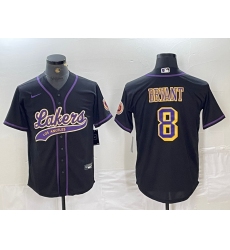 Men's Los Angeles Lakers #8 Kobe Bryant Black Cool Base Stitched Baseball Jersey