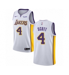 Men's Los Angeles Lakers #4 Byron Scott Authentic White Basketball Jersey - Association Edition