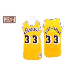 Men's Mitchell and Ness Los Angeles Lakers #33 Abdul-Jabbar Swingman Gold Throwback NBA Jersey