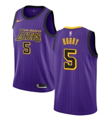 Women's Nike Los Angeles Lakers #5 Robert Horry Swingman Purple NBA Jersey - City Edition