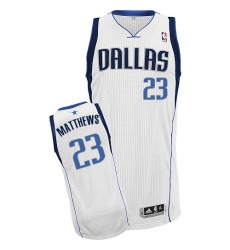 Men's Adidas Dallas Mavericks #23 Wesley Matthews Authentic White Home NBA Jersey
