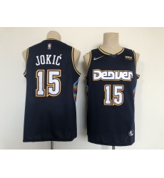 Men's Denver Nuggets #15 Nikola Jokic Black City Edition Stitched Basketball Jersey