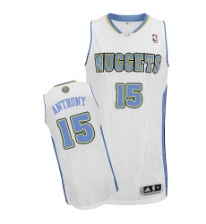 Men's Adidas Denver Nuggets #15 Carmelo Anthony Authentic White Home NBA Jersey