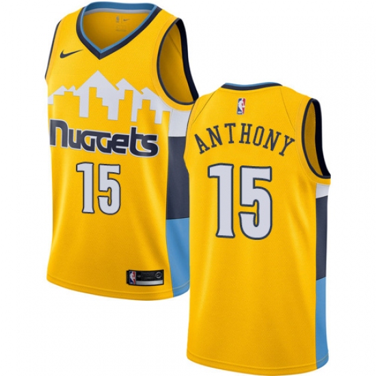 Men's Nike Denver Nuggets #15 Carmelo Anthony Swingman Gold Alternate ...