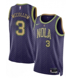 Men's New Orleans Pelicans #3 CJ McCollum Purple 2024-25 City Ediiton Stitched Basketball Jersey