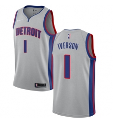 Men's Nike Detroit Pistons #1 Allen Iverson Authentic Silver NBA Jersey Statement Edition