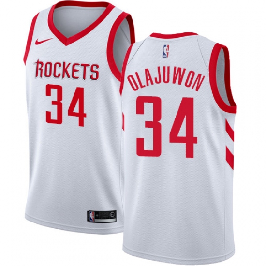 Youth Nike Houston Rockets #34 Hakeem Olajuwon Authentic White Home NBA ...