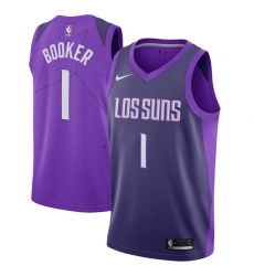 Men's Nike Phoenix Suns #1 Devin Booker Authentic Purple NBA Jersey - City Edition