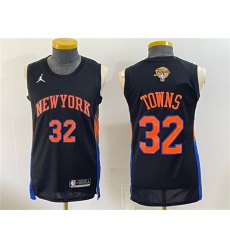 Men's New Yok Knicks #32 Karl-Anthony Towns Black 2026 Finals Statement Edition Stitched Jersey