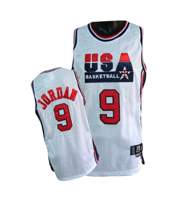 Men's Nike Team USA #9 Michael Jordan Authentic White Summer Olympics Basketball Jersey