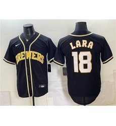 Men's Milwaukee Brewers #18 Luis Lara 2026 Fashion Replica Black Out Stitched Baseball Jersey