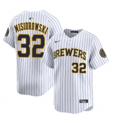 Men's Milwaukee Brewers #32 Jacob Misiorowski White Alternate Limited Stitched Baseball Jersey
