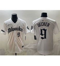 Men's Milwaukee Brewers #9 Bob Uecker White 'Gothic 414 Shadows Edition' Vapor Premier Limited Stitched Jersey