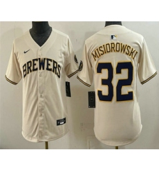 Youth Milwaukee Brewers #32 Jacob Misiorowski Cream Limited Stitched Jersey