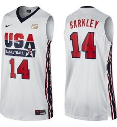 Men's Nike Team USA #14 Charles Barkley Authentic White 2012 Olympic Retro Basketball Jersey