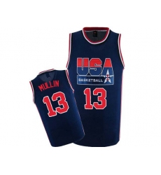 Men's Nike Team USA #13 Chris Mullin Authentic Navy Blue 2012 Olympic Retro Basketball Jersey