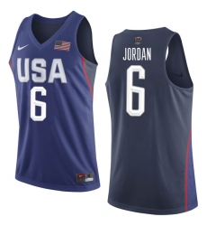 Men's Nike Team USA #6 DeAndre Jordan Swingman Navy Blue 2016 Olympics Basketball Jersey