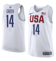 Men's Nike Team USA #14 Draymond Green Swingman White 2016 Olympic Basketball Jersey