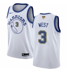 Men's Nike Golden State Warriors #3 David West Swingman White Hardwood Classics 2018 NBA Finals Bound NBA Jersey