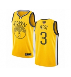 Youth Golden State Warriors #3 David West Yellow Swingman 2019 Basketball Finals Bound Jersey - Earned Edition