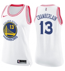 Women's Nike Golden State Warriors #13 Wilt Chamberlain Swingman White/Pink Fashion NBA Jersey