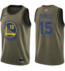 Men's Nike Golden State Warriors #15 Damian Jones Swingman Green Salute to Service 2018 NBA Finals Bound NBA Jersey