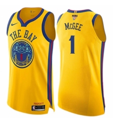 Youth Nike Golden State Warriors #1 JaVale McGee Swingman Gold 2018 NBA Finals Bound NBA Jersey - City Edition