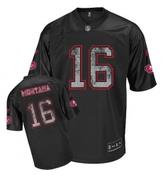 Reebok San Francisco 49ers #16 Joe Montana Authentic Sideline Black United Throwback NFL Jersey