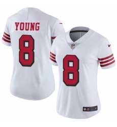 Women's Nike San Francisco 49ers #8 Steve Young Limited White Rush Vapor Untouchable NFL Jersey