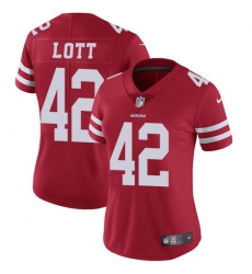 Women's Nike San Francisco 49ers #42 Ronnie Lott Elite Red Team Color NFL Jersey
