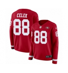 Women's Nike San Francisco 49ers #88 Garrett Celek Limited Red Therma Long Sleeve NFL Jersey