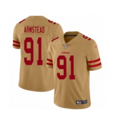Men's San Francisco 49ers #91 Arik Armstead Limited Gold Inverted Legend Football Jersey