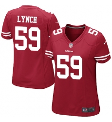Women's Nike San Francisco 49ers #59 Aaron Lynch Game Red Team Color NFL Jersey
