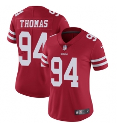 Women's Nike San Francisco 49ers #94 Solomon Thomas Elite Red Team Color NFL Jersey
