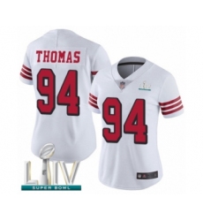 Women's San Francisco 49ers #94 Solomon Thomas Limited White Rush Vapor Untouchable Super Bowl LIV Bound Football Jersey