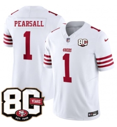 Men's San Francisco 49ers #1 Ricky Pearsall White 80th Anniversary 2026 F.U.S.E. Vapor Untouchable Limited Football Stitched Jersey